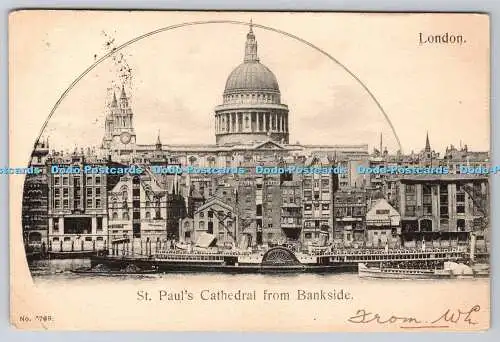 R761534 London St Paul Cathedral From Bankside PM Guildford 1902