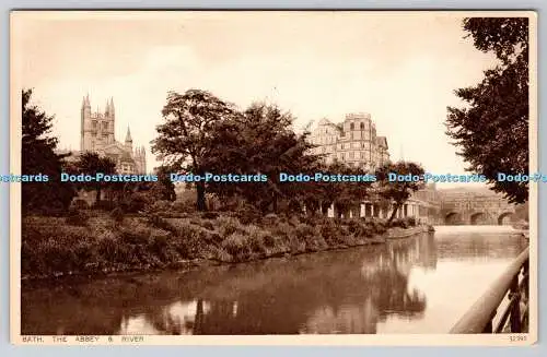 R756873 Bath The Abbey and River Photochrom London Tunbridge Wells