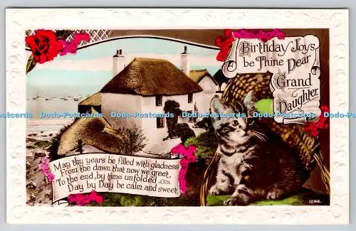 R761819 Birthday Joys be Thine Dear Grand Daughter Cat Home Flowers RP