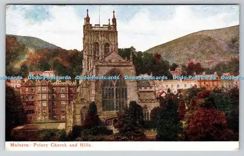 R757106 Malvern Priory Church and Hills 1905