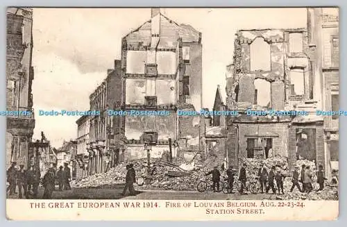 R761852 The Great European War Fire of Louvain Belgium Station Street J Beagles