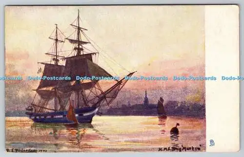 R757144 Isle of Wight H M S Brig Martin Tuck Aquarette Serie I 6252