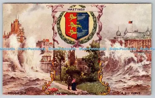 R757173 Hastings Rough Sea The Gardens St Leonards W E B The Favourite Series No