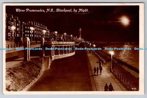 R760147 Blackpool Three Promenades N S By Night The Advance Series RP