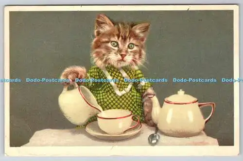 R760676 Katzengenuss Mahlzeit Alfred Mainzer