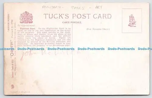 R757556 Seaforth Highlanders Pfeife Major Raphael Tuck and Sons Oilette Postkarte N