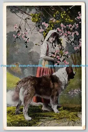 R757662 Hund und Mädchen im Garten beliebte Serie Nr 836 1909