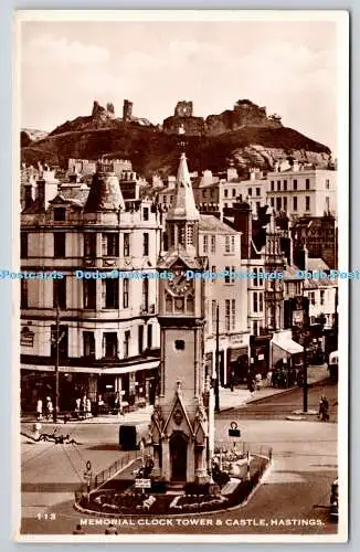 R757833 Hastings Memorial Clock Tower and Castle Percy G Pratt Ltd RP 1954