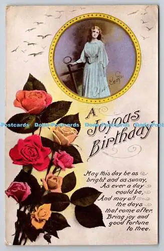 R757866 A Joyous Birthday Roses Geburtstag Serie Nr 2909 2 1917