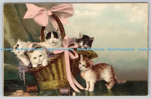 R758249 Katzen im Korb P M und Co Hübsche Katzen und Hunde Serie 4142