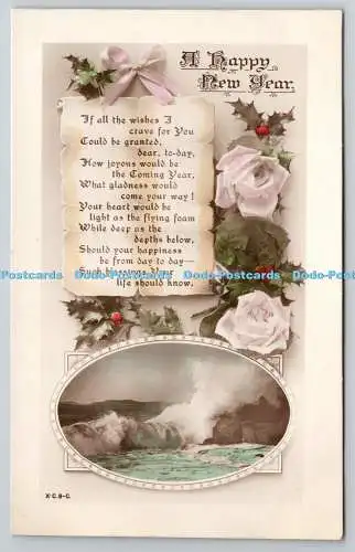 R758527 A Happy New Year Rough Sea Rotary Photo RP