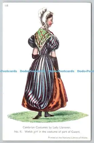 R758535 Kambrische Kostüme von Lady Llanover Nr. 11 Welsh Girl im Kostüm von Pa