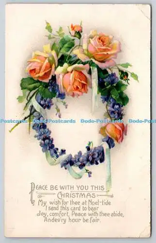 R758886 Peace be With You this Christmas Flowers Postkarte