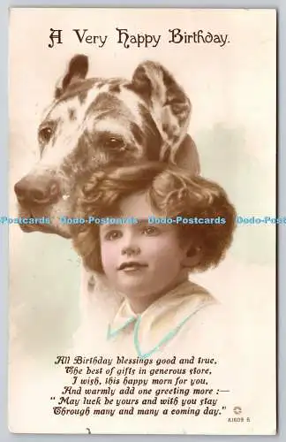 R759030 A Very Happy Birthday Girl and Dog Rotary Photo RP