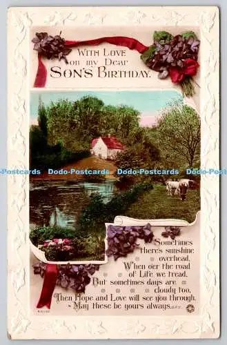 R759086 With Love on My Dear Sons Birthday River and House Rotary Photo RP