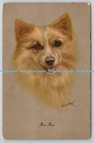 R759097 Pom Pom Hund Postkarte