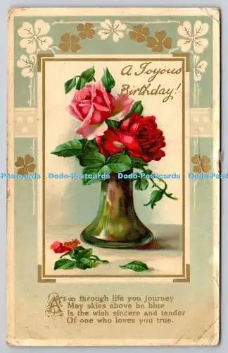 R759170 A Joyous Birthday Roses in Vase Philco Publishing Co Series 14490