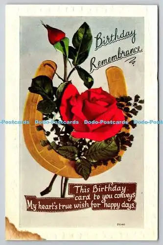 R759214 Geburtstag Erinnerung Rose und Hufeisen Postkarte