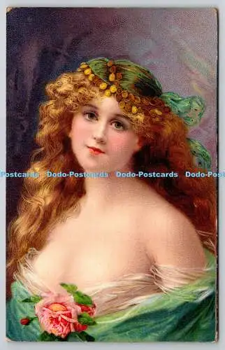 R759310 Frau mit langen Haaren Portrait B B Serie Nr 2400 1912