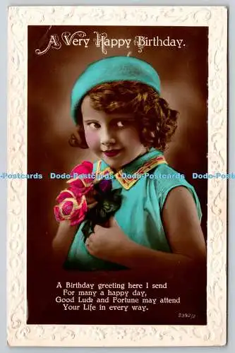 R759319 A very Happy Birthday Small Girl RP Postcard