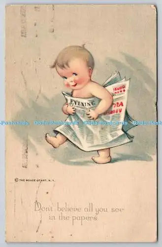 R759405 Comics Kleines Baby mit Zeitung Das Haus der Kunst Serie Nr 927 1919