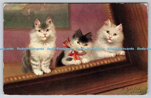 R759513 Three Cats Woolstone Bros The Milton Kittens Series No 589 1907