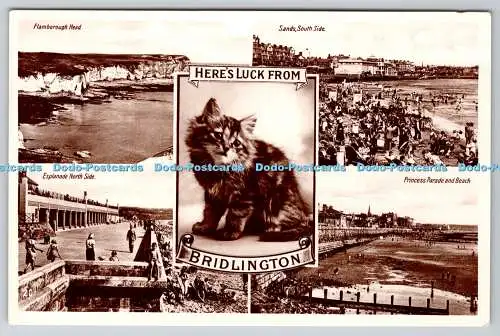 R764558 Here Luck From Bridlington Esplanade North Side Sands South Side RP 1938