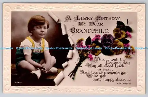 R759961 A Lucky Birthday My Dear Grandchild Boy Rotary Photo RP