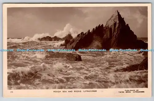 R764639 Ilfracombe Rough Sea and Rocks Twiss Bros The Arcade 1921