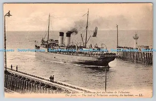 R763031 Boulogne Sur Mer The Piers Das Boot aus Folkestone beim Einfahren in den Hafen L