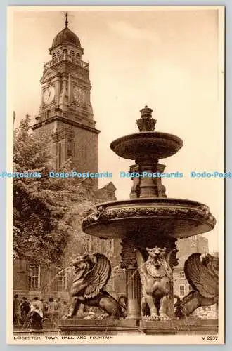 R765248 Leicester Town Hall and Fountain Photochrom Graphic Studio Tunbridge Wel