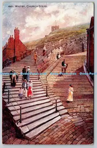 R765260 Whitby Church Steps Photochrom London Detroit U S A Celesque Serie 1910