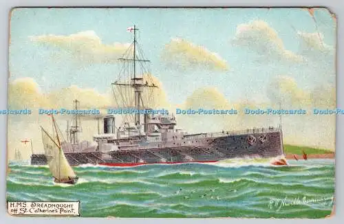 R763683 H M S Dreadnought Off St Catherine Point The Pictorial Stationery London