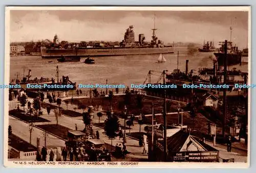 R763704 H M S Nelson and Portsmouth Harbour From Gosport 1933