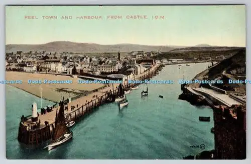 R763745 I O M Peel Town and Harbour From Castle Valentine Colourtone Series Pict