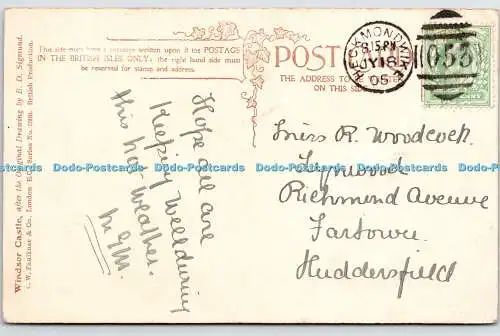 R763808 Windsor Castle C W Faulkner London Series No 530B B D Sigmund 1905