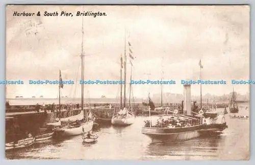 R763875 Bridlington Harbour and South Pier T A Gray 1912