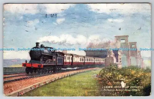 R763887 L und N W R Irish Boat Express Britannia Bridge Menai Straits Famous Exp