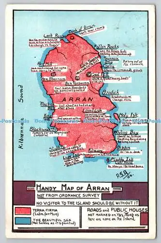 R765762 Praktische Karte von Arran F Bauermeister The Quality Series PM Brodick 1906