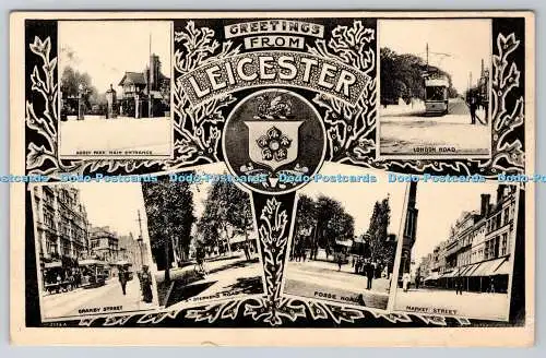 R767490 Grüße aus Leicester Fosse Road T E S L Serie 1908 Mehrfachansicht