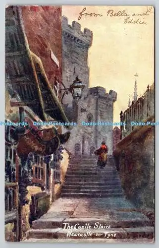 R766281 Newcastle on Tyne The Castle Stairs J W Ruddock Artist Series 1904