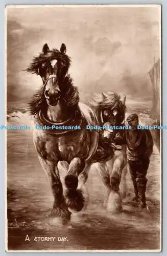 R766621 A Stormy Day Horses and Man W and K No 849 RP