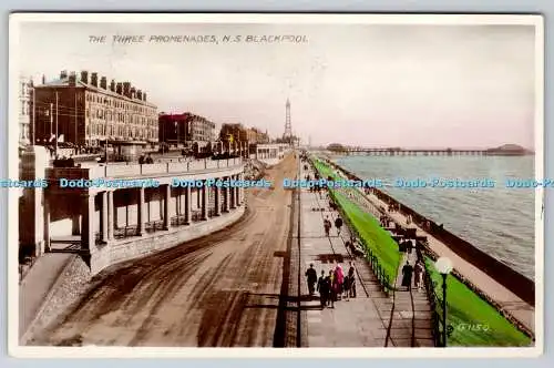 R769511 N S Blackpool The Three Promenades Allen and Sons RP 1936