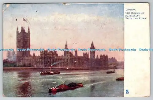 R769515 London The Houses of Parliament from the River Raphael Tuck and Sons Oil