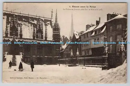 R769701 Rouen Sous la Neige Le Palais de Justice Cote Est et Rue aux Juifs Antoi