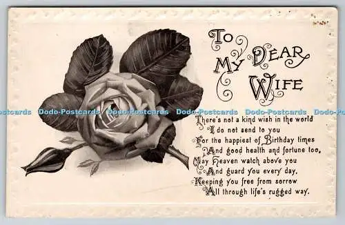 R769308 To My Dear Wife Rose C P C London Floral Series No 35