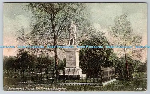 R768238 Southampton Palmerston Statue The Park J Welch Portsmouth 1905