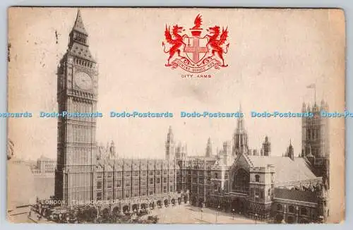 R768352 London The Houses of Parliament London Heraldic View 1909