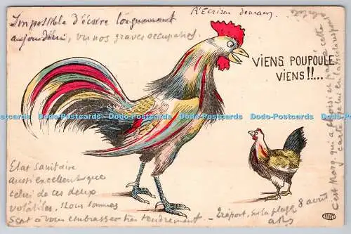 R770057 Viens Poupoule Viens Zwei Hähne Postkarte 1903