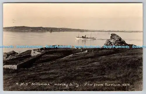 R768536 R M S Scillonian Leaving Scilly View From Garrison Walk Gibson 1934